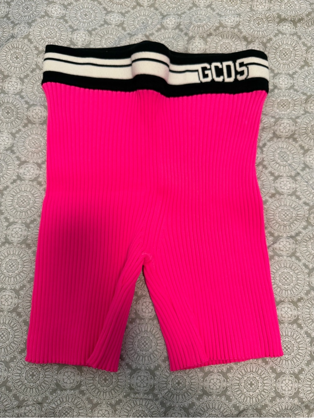 GCDS Hot Pink Ribbed Biker Shorts